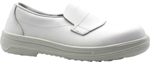 Mocassins / chaussures de cuisine blancs cuir de sécurité