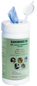 Lingettes désinfectantes agréées contact alimentaire et sans rinçage Sanibruiz SR3®| Boîte de 200
